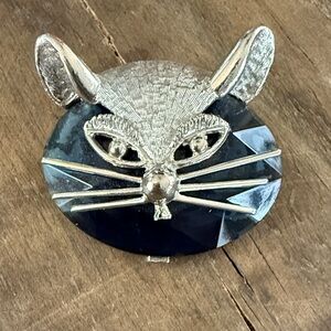 Silver and Blue  Cat pin
